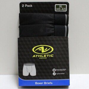 NWT Men's XL (40-42) Athletic Works 2 Pack Tag-Free Black Boxer Briefs